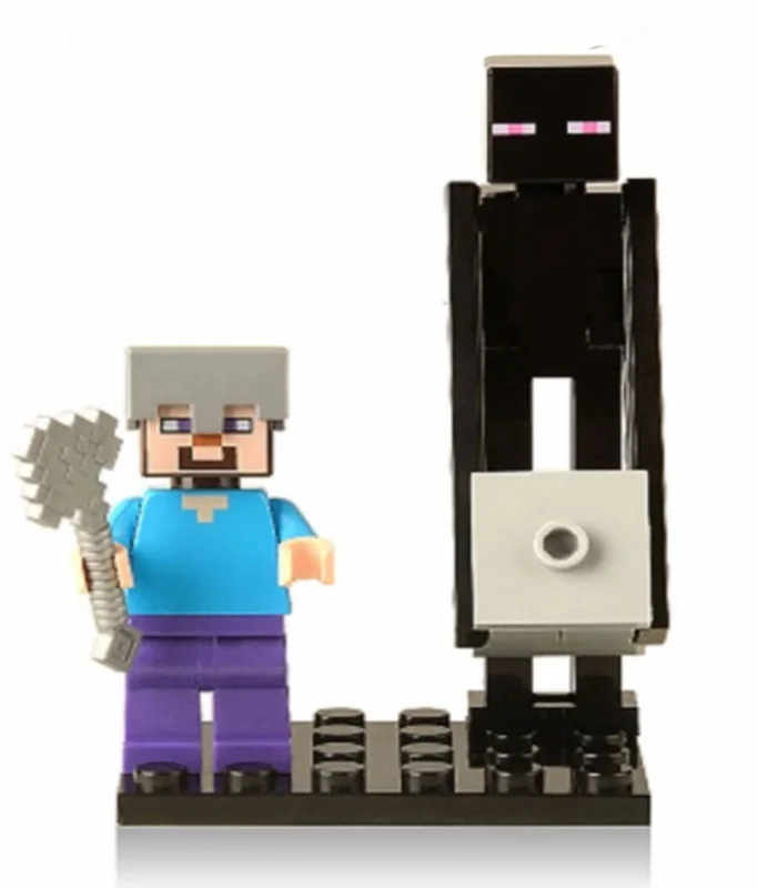 آدمک لگویی فله مینی فیگور لگویی «استو و اندرمن» Kopf XINH Minecraft Animation Series Minifigure Steve and Enderman XH359
