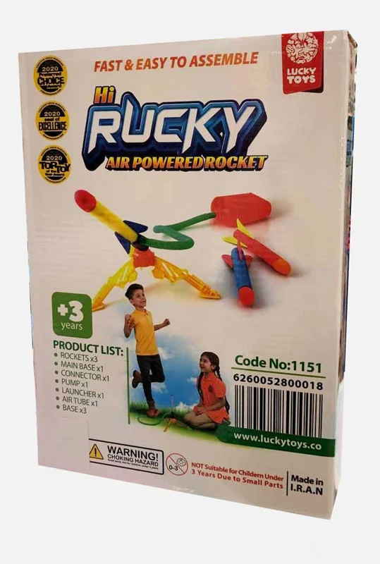خرید اسباب بازی  پرتاب آتشین موشک فومی هوایی « پرتاب موشک راکی فومی» Lucky Toys Rucky Air Powered Rocket Fire Launch Jump Stomp 1151