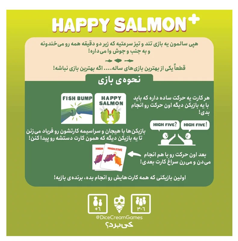 پشت جعبه بازی Happy Salmon Plus با مشخصات
