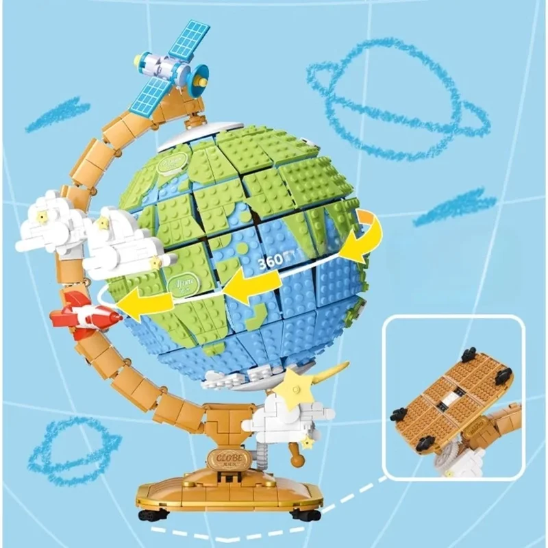 نمای جانبی مورب لگو کره زمین با نمایش پایه