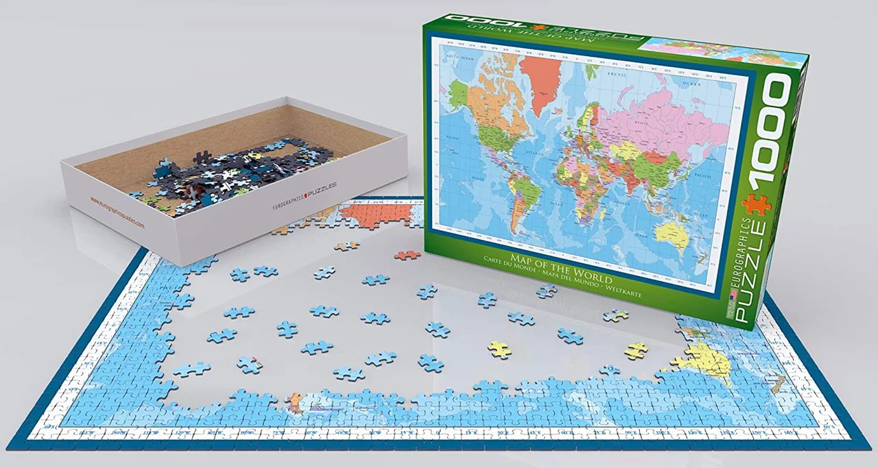 پازل یوروگرافیک 1000 تکه «نقشه مدرن جهان» Eurographics Puzzle Modern Map of the World 1000 pieces 6000-1271