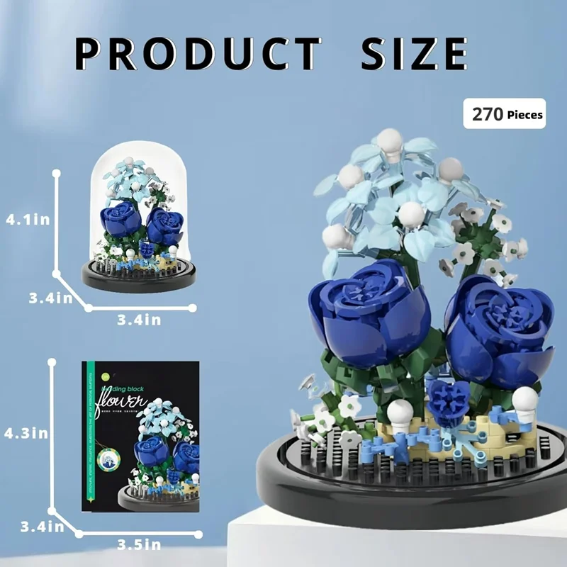 لگو Blue Rose Flowers  اندازه ها و ابعاد به اینچ