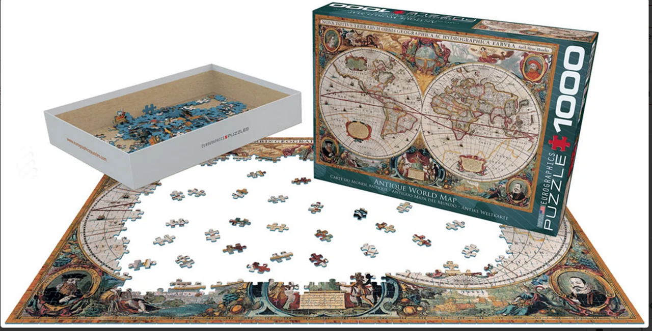 پازل یوروگرافیک 1000 تکه «نقشه جغرافیایی جهان» Eurographics Puzzle Orbis Geographica World Map 1000 pieces 6000-1997