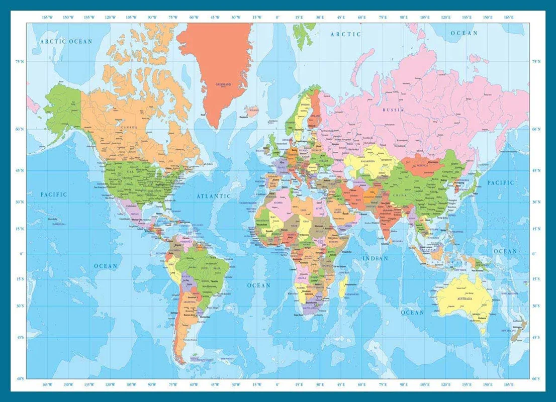 پازل یوروگرافیک 1000 تکه «نقشه مدرن جهان» Eurographics Puzzle Modern Map of the World 1000 pieces 6000-1271