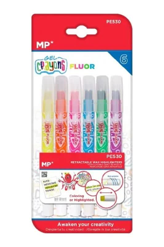 ماژیک هایلایتر (علامت زن) ژله ای 6 رنگ Fluorescent Retractable Wax Highlighters PE530