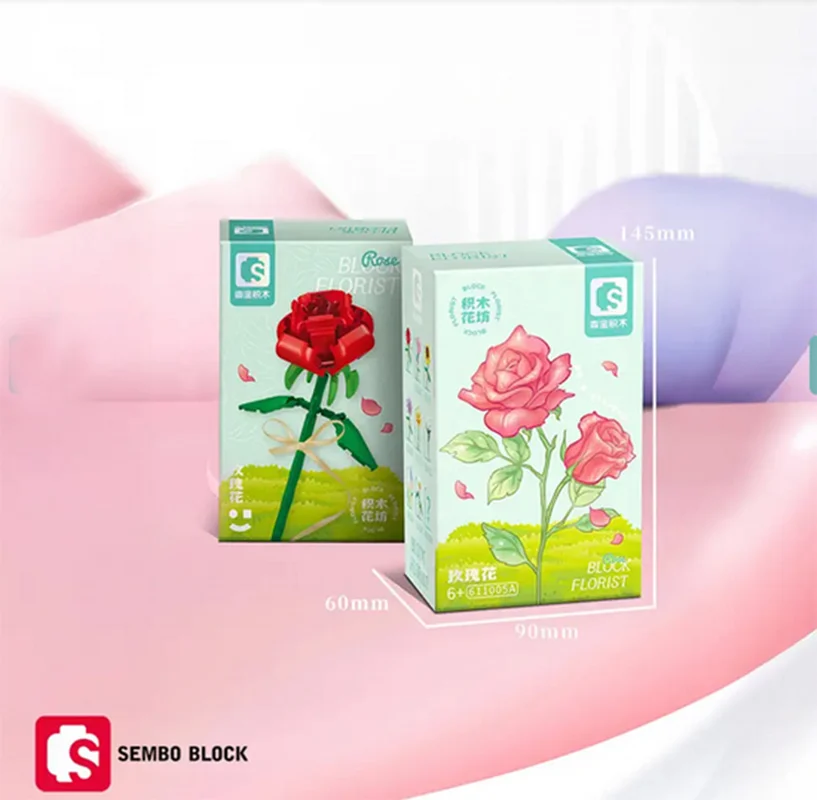 لگو گل رز قرمز Red Rose 61005A در جعبه بستهبندی