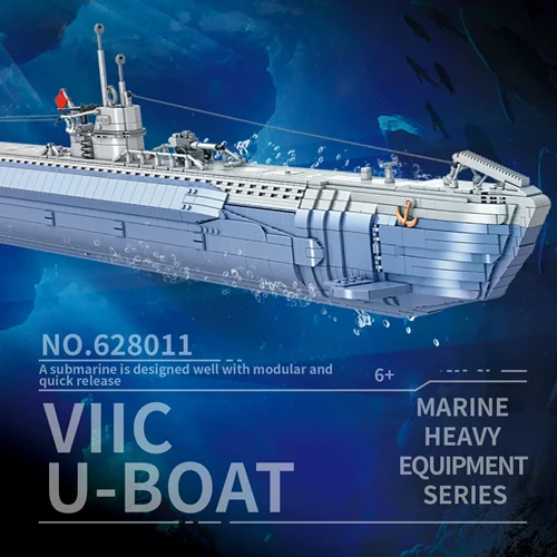 لگو زیر دریایی آلمانی یو بوت 628011 Germany U-Boat Type VIIC Submarine