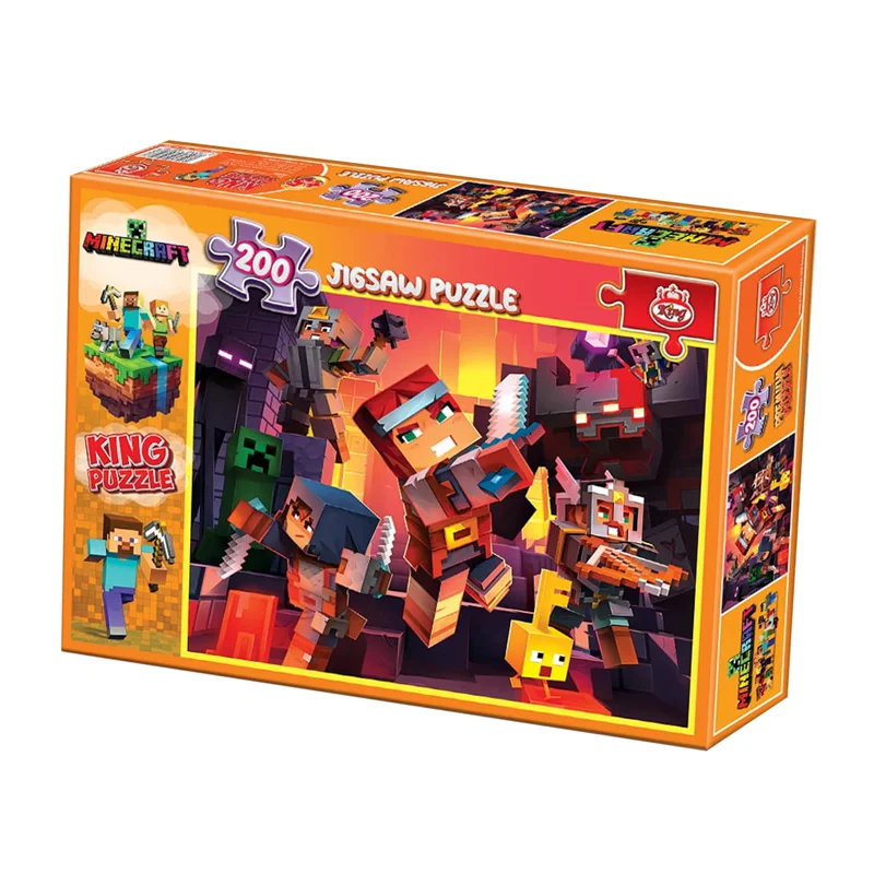 نمای سه بعدی جعبه پازل کینگ 200 تکه ماینکرفت Minecraft