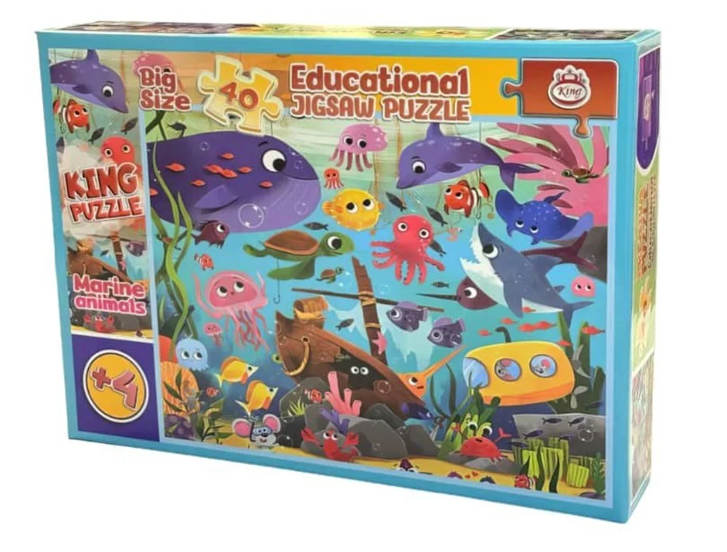 تصویر اصلی پازل ساخته شده Education Jigsaw Puzzle King حیوانات دریایی Marine animals با 40 قطعه