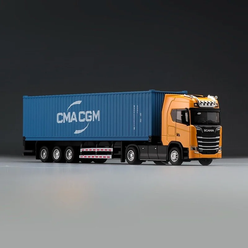 خرید ماشین فلزی «ماکت تریلی کامیون اسکانیا کانتینر دار آلیاژی» ماشین فلزی Alloy Model Car Scania container truck JG2605
