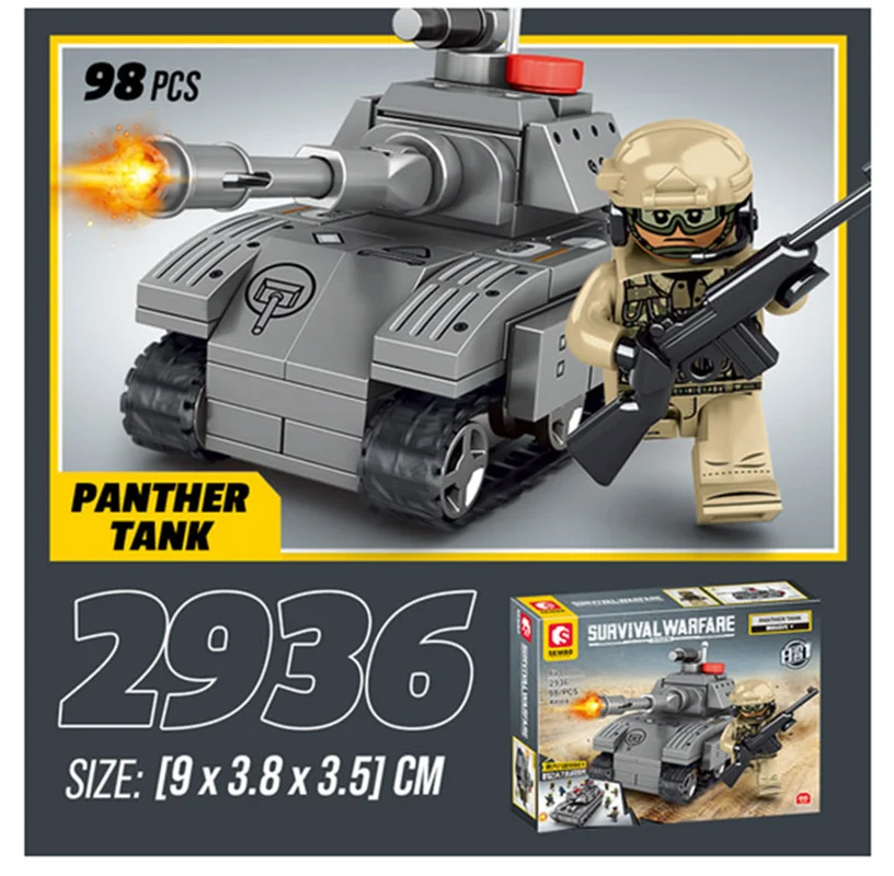 لگو خودرو زرهی نیمه ردیابی، لگو تانک پنتر، لگو تانک تعقیب کننده، لگو هواپیمای جنگنده، لگو برند سمبو بلاک لگو «تانک پنتر» Lego Tank Survival Warfare Panther Tank 2936