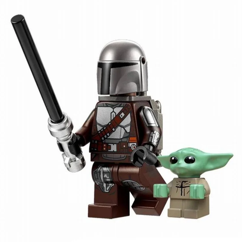 نمای سهبعدی فیگور شخصیت بیبی یودا و مندلورین از سریال مندلورین