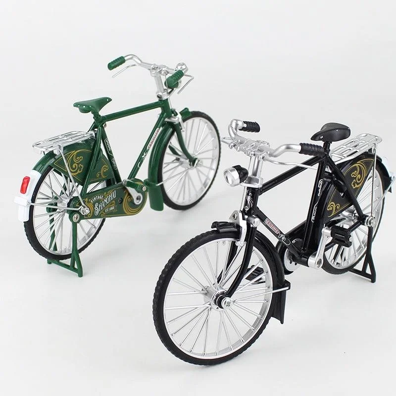 ماکت فلزی دوچرخه شهری قدیمی سبز و مشکی  081812 Metal Model Retro Bicycle