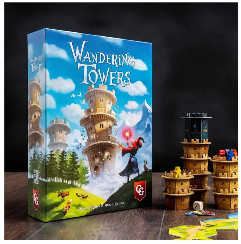 محتویات داخل جعبه باز شده بازی فکری برجهای سرگردان Wandering Towers