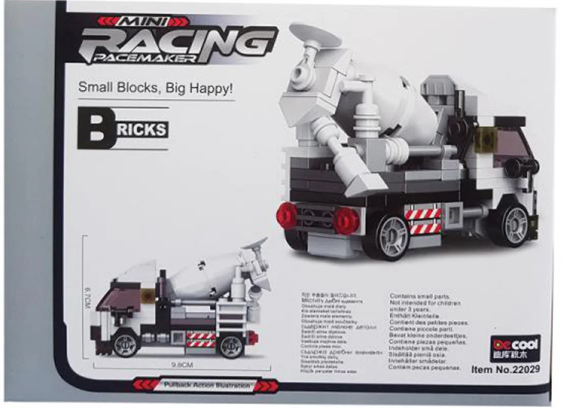 خرید لگو دکول «ماشین میکسر عقب کش» Decool Pull Back Mini Racing Mixers Car Lego 22029