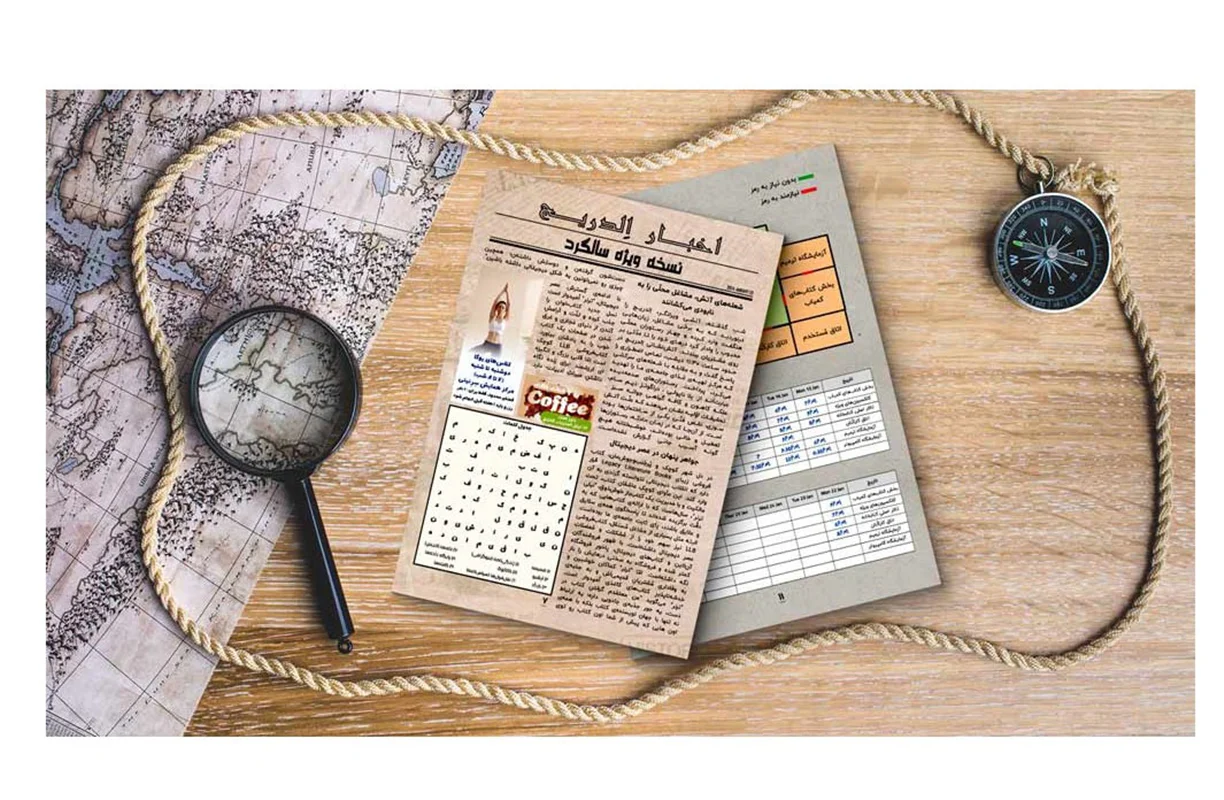 نمای باز شده کامل پرونده و محتوای کاغذی