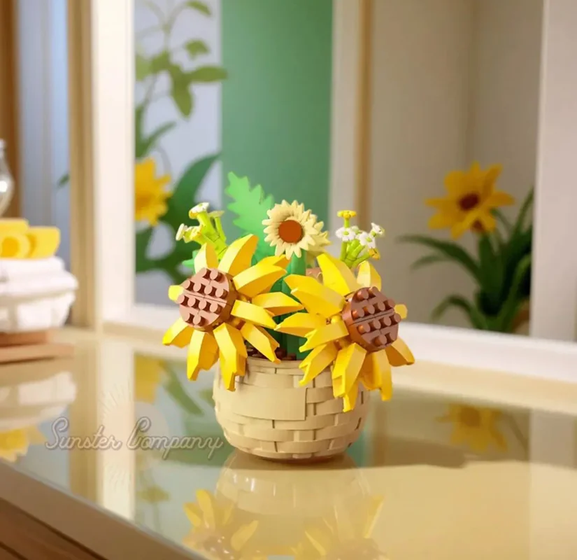 لگو سبد گل آفتابگردان Basket Sunflower Set M3083 در دکور منزل