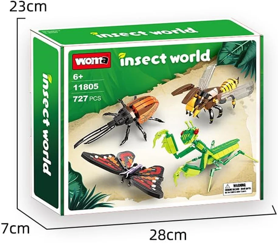 نمای سه بعدی ابعاد بسته بندی لگو دنیای حشرات Insect World