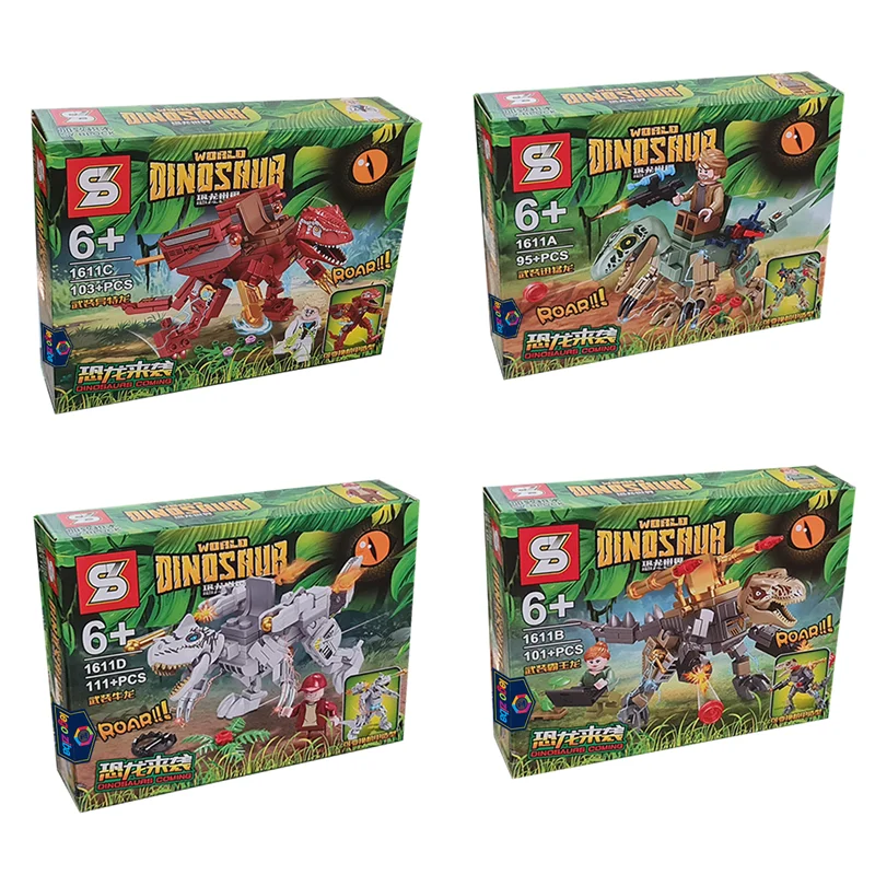 خرید لگو اس وای «ست 4 تایی دایناسور هر کدام با 1 مینی فیگور» لگو پارک ژوراسیک، لگو دایناسور SY Word Dinosaur lego sy1611a-c