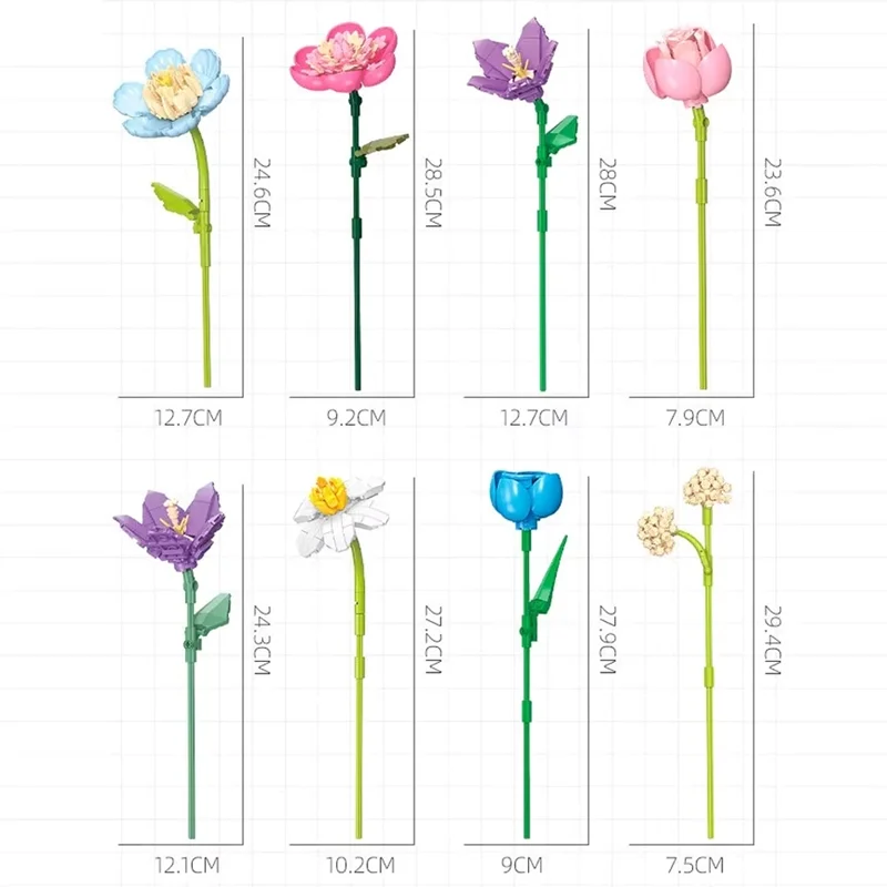 نمایش ابعاد شاخه های گل لگو گلهای نوک انگشتی عاشقانه