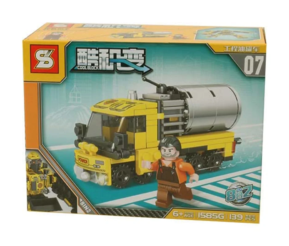 خرید لگو اس وای «ماشین های مهندسی و راهسازی، کامیون تانک» SY Block Engineering Series Lego 1585g