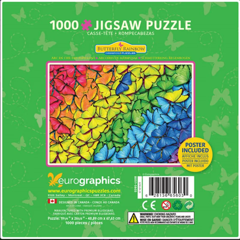 پازل یوروگرافیک 1000 تکه جعبه فلزی «رنگین کمان پروانه ای» Eurographics Puzzle Butterfly Rainbow Tin 1000 pieces 8051-5603