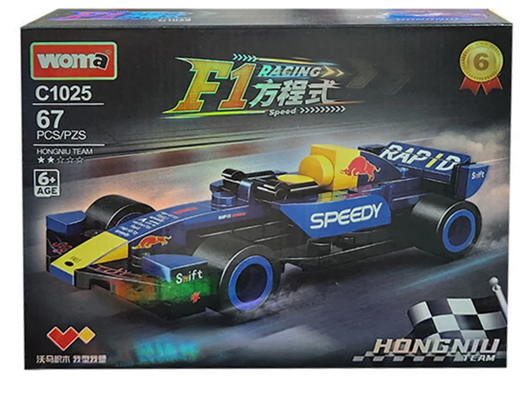 جعبه لگو ماشین مسابقه آبی زرد Hongniu Team C1025-6