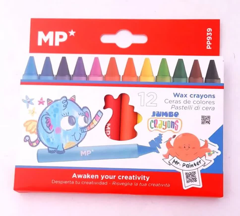 مداد شمعی مدل جامبو 12 رنگ Jumbo Wax Crayons PP-939