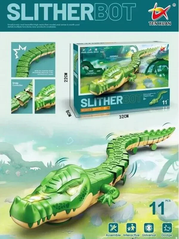 خزنده ساختنی موزیکال چراغدار تمساح متحرک نمای کلی بستهبندی و اندازه ها