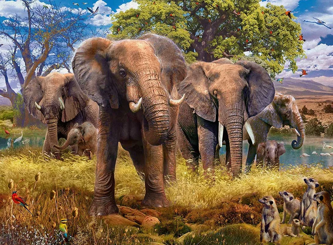 خرید پازل رونزبرگر 500 تکه «فیل ها» Ravensburger Puzzle Elephants 500 pcs 15040