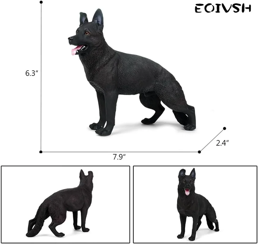 فیگور سگ ژرمن شپرد سیاه Black German Shepherd همراه با ابعاد درجشده