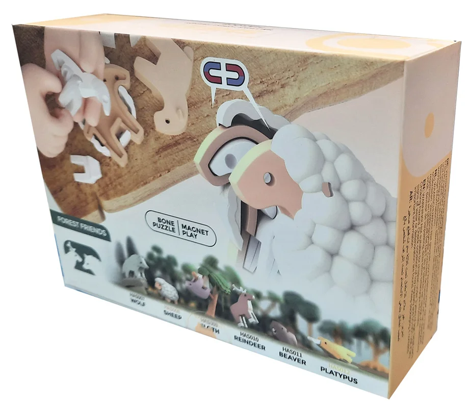 خرید بازی فکری ساختنی گوسفند، بره، 3 بعدی مغناطیسی «شیپ: گوسفند» Halftoys 3D Bone Puzzle Magnet Play Forest Animal Friends Sheep HAS008