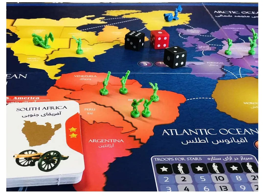 قطعات رنگی نقشه و سربازهای بازی فکری ریسک آیتوی iToy Risk