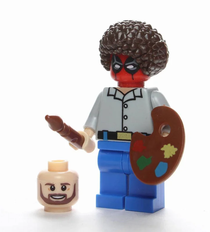 لگو «ددپول- لگو باب راس» خرید آدمک لگویی فله مینی فیگور لگویی لگو «بتمن نایتمر از سری دی سی»  Kopf Minifigures Lego Celebrities/Marvel Series Deadpool/Bob Ross KF982
