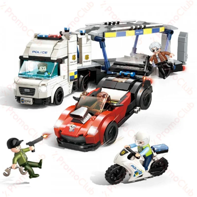 خرید لگو ساختنی لگو گودی لیوین سیتی لگو «کامیون حمل خودرو پلیس» لگو Lego Gudi Livin City Police Car Transport Truck 10006