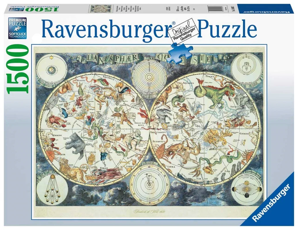 پازل رونزبرگر 1500 تکه «نقشه جهانی جانوران شگفت انگیز» Ravensburger Puzzle World Map of Fantastic Beasts 1500 Pieces 160037