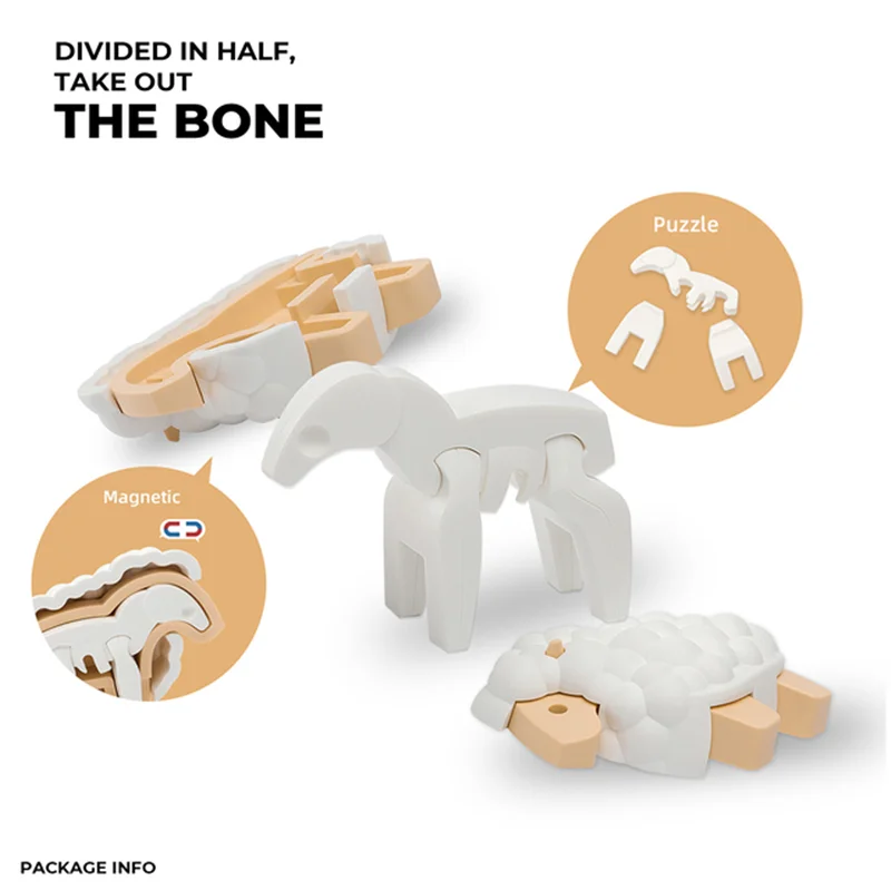 خرید بازی فکری ساختنی گوسفند، بره، 3 بعدی مغناطیسی «شیپ: گوسفند» Halftoys 3D Bone Puzzle Magnet Play Forest Animal Friends Sheep HAS008