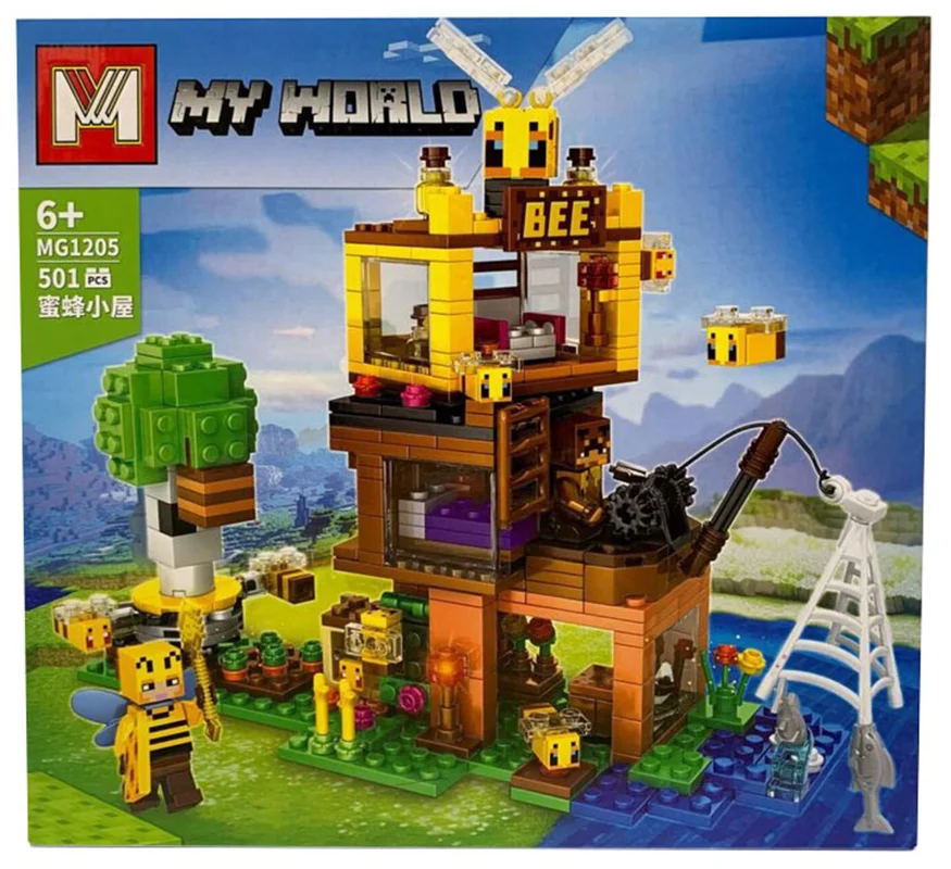 نمای کلی از اسکله و فیگورهای زنبور و آدمکها