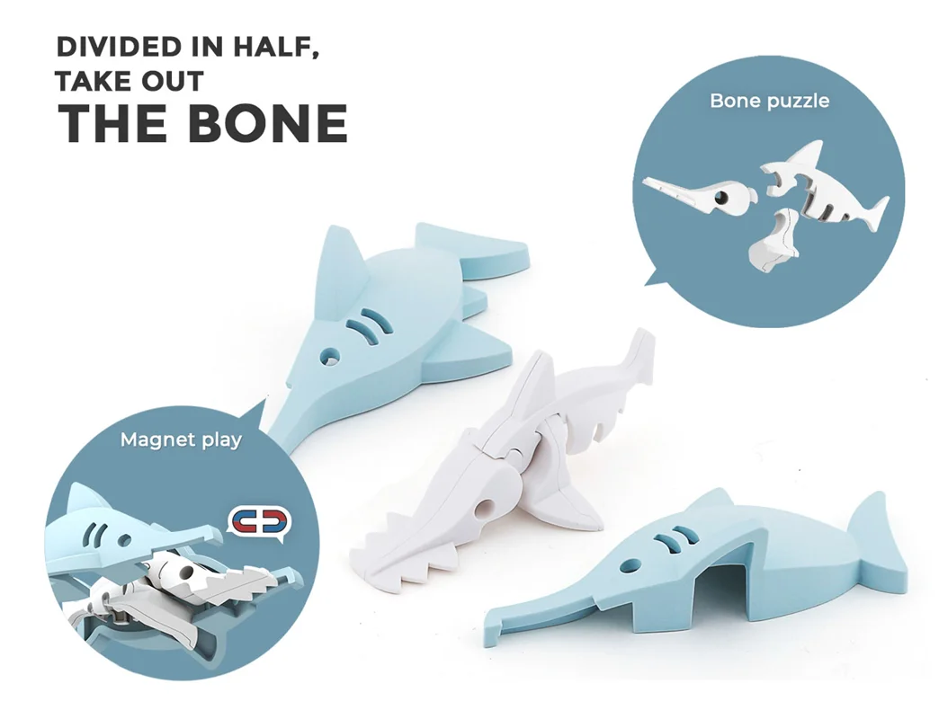 خرید بازی فکری ساختنی دایناسور 3 بعدی مغناطیسی «ساو شارک» Halftoys 3D Bone Puzzle Magnet Play Ocean friends Saw Shark HOS001