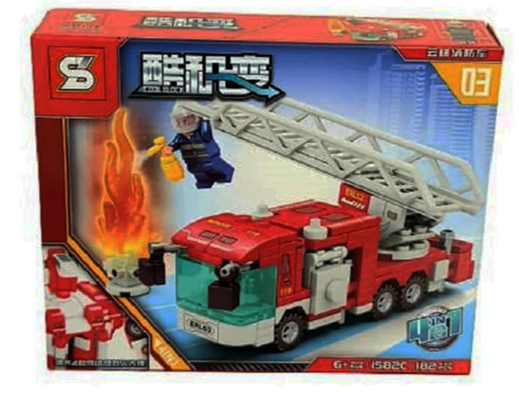 لگو اس وای «ماشین آتشنشانی با 1 مینی فیگور لگویی» SY Block Fire Truck Car Lego 1582c