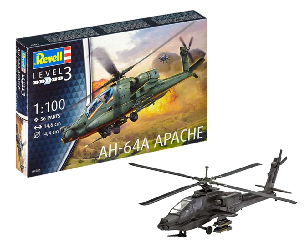 کیت مدل سازی ریول Revell «هلی کوپتر AH-64A آپاچی» هلی کوپتر  مدل  Revell Model Set Assembly Kit AH-64A Apache 1:100 64985