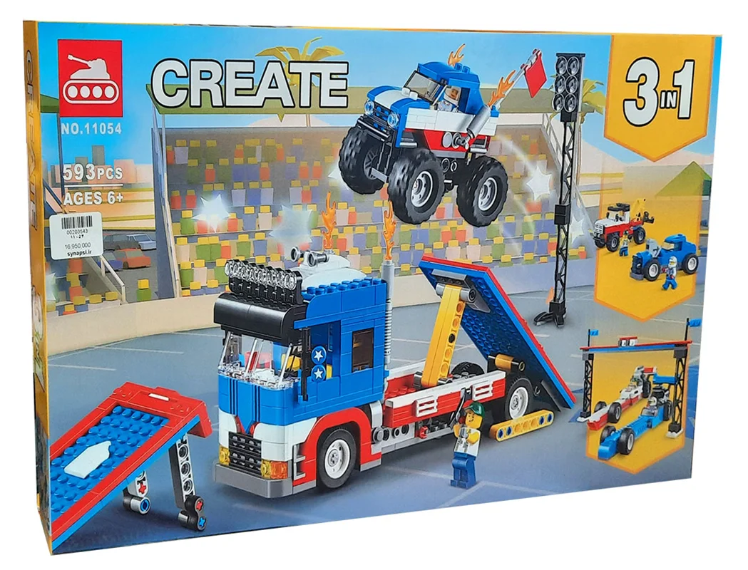 خرید لگو نمایش لگو بدلکاری لگو کریت «نمایش بدلکاری سیار»  Lego Bela Crate Mobile Stunt Show 3 In 1  11054