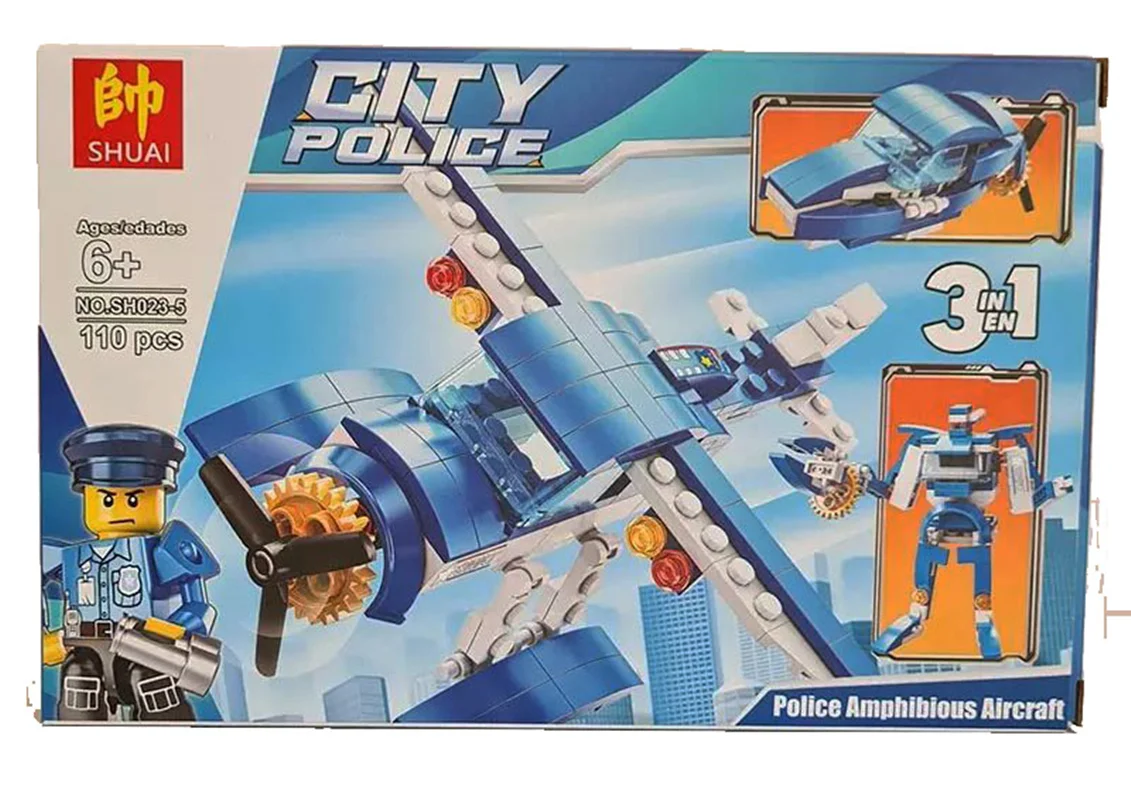 خرید لگو ایرکرافت، لگو خاکی، لگو آبی، لگو ترانسفورمر، لگو پلیس شهر «ایرکرافت خاکی و آبی» Lego Shuai City Police, Police Amphibious AirCraft SH023-5