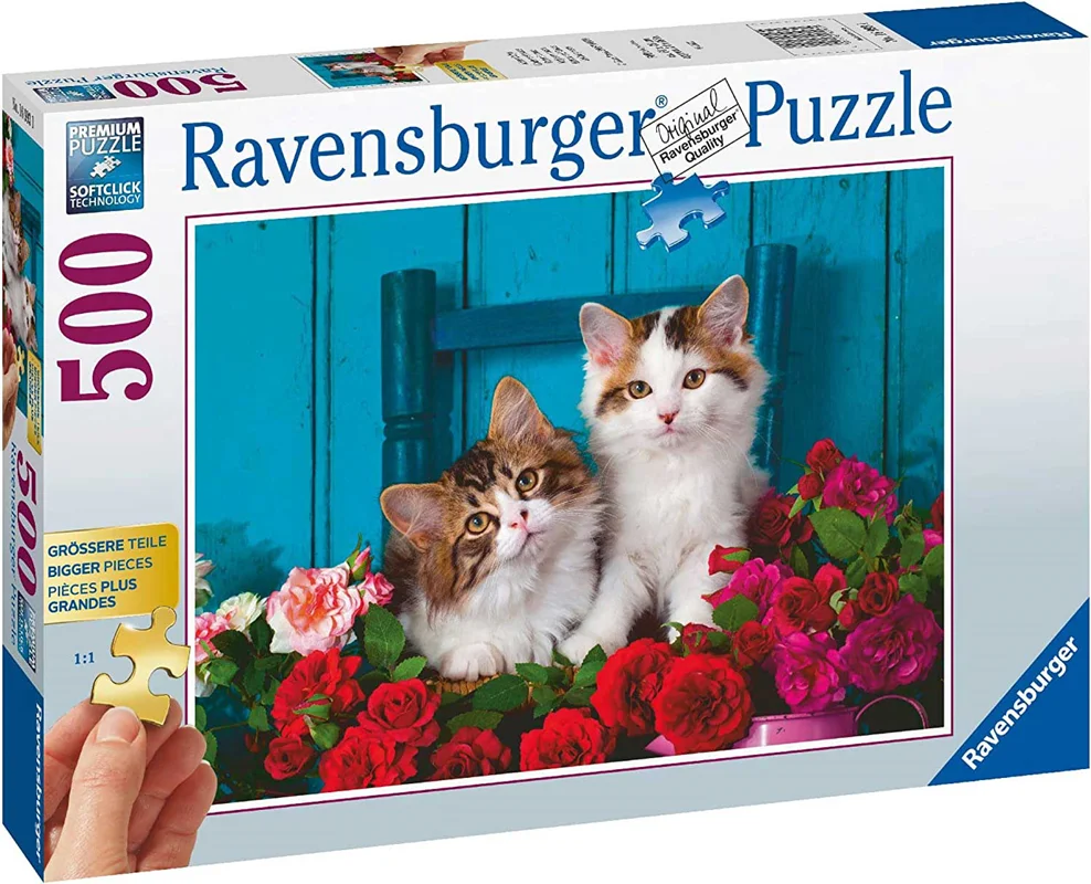 پازل رونزبرگر 500 تکه «بچه گربه و رز» Ravensburger Puzzle Kittens & Roses 500 pcs 16993