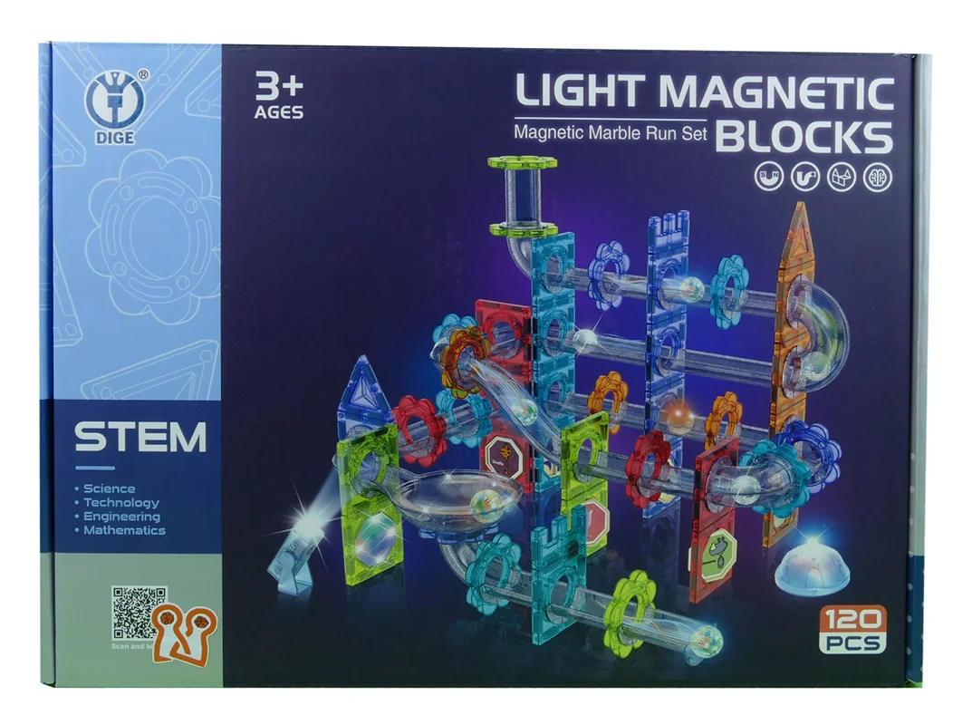 نمای جلوی جعبه اسباببازی ساختنی مغناطیسی مدل Marble Run