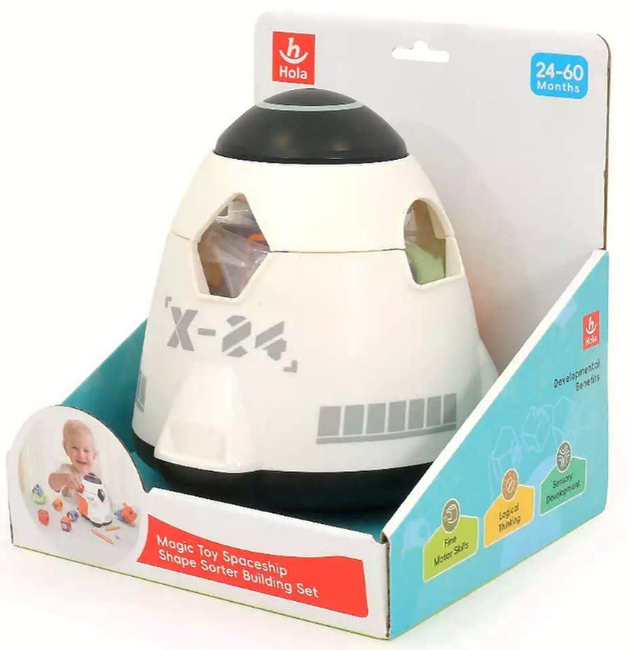 اسباب بازی هولا تویز سفینه فضایی Magic Toy Spaceship Shape Sorter Building Set HE792000