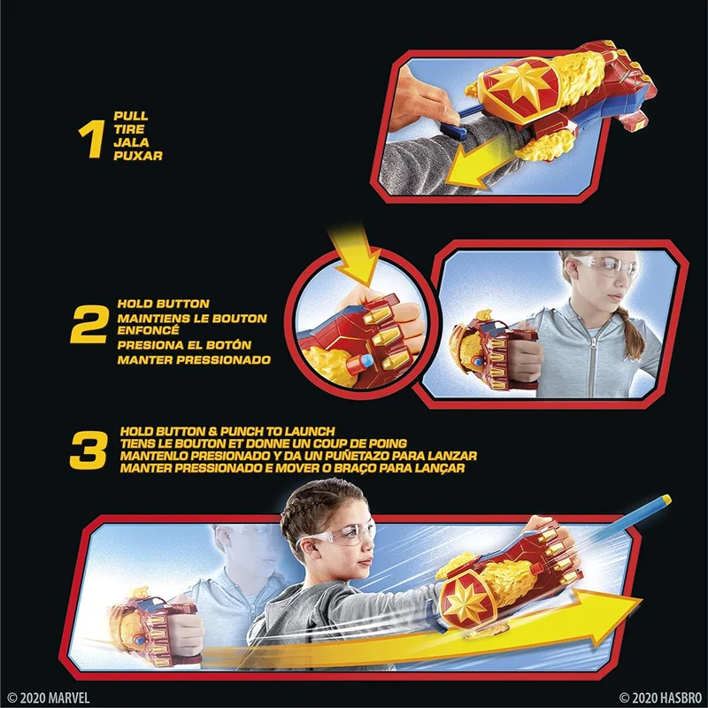 خرید تفنگ اسلحه تیر فومی نرف مارول اونجرز «دستکش پرتاب تیر» Nerf Marvel Avengers Captain Marvel Photon Blast E7378