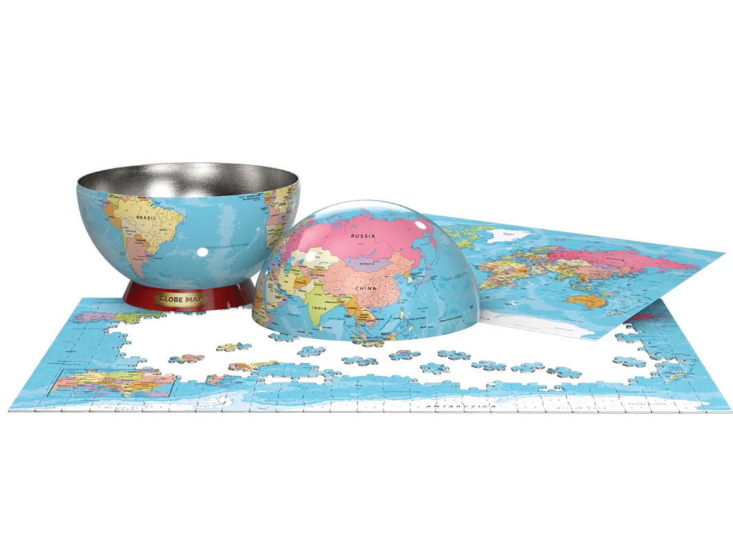 تصویر کامل پازل چیدهشده نقشه جهان ۵۵۰ تکه یوروگرافیک