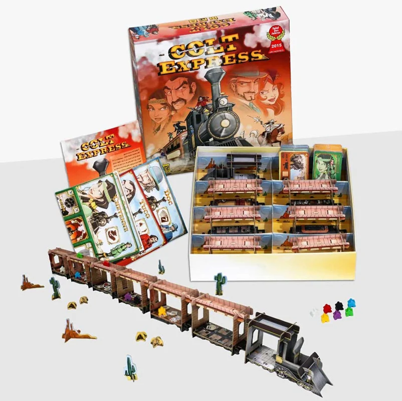 بازی فکری کلت اکسپرس Colt Express نمای جانبی قطار و کارت ها