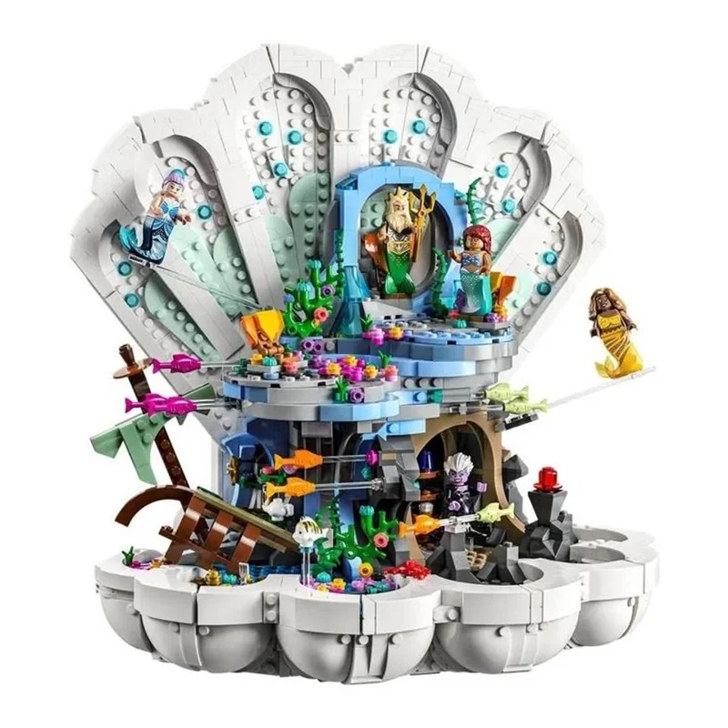 نمای سهبعدی کامل از لگو پری دریایی کوچولو با تزئینات دریایی